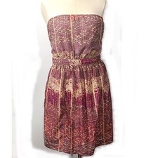 ECOTE Urban Outfitters Magenta & Tan Strapless Tube Sun Dress Sundress Large
