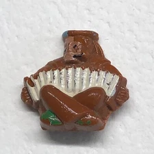 Smoking Sailor Playing an Accordion Painted Vintage Button - NBS Small