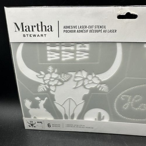 MARTHA STEWART Schablone selbstklebend lasergeschnitten 6 Designs Western Kuh Totenkopf Cowboy - Bild 2 von 8