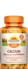 Sundown Calcium plus Vitamin D3 , 600mg, 120Tablets exp 04/2026