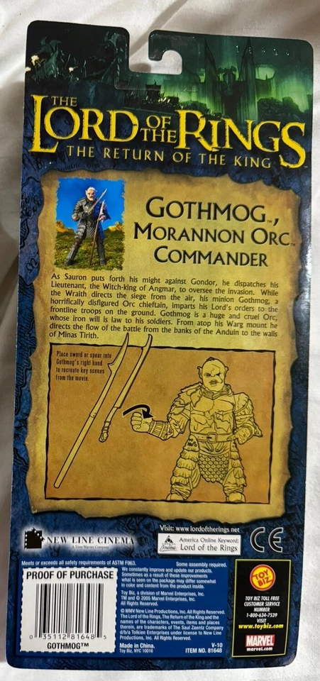 Figura EL SEÑOR DE LOS ANILLOS RETORNO DEL REY GOTHMOG MORANNON ORC COMANDER NUEVA EN STOCK Foto 4 de 4