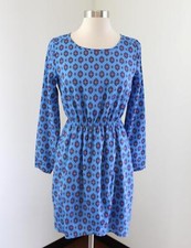 J.Crew Factory Blue Floral Medallion Print Tulip Hem Dress Size 0 Casual 02664