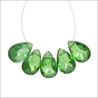 6 Cubic Zirconia Flat Pear Briolette Beads 4 x 6mm 