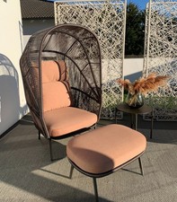 Dedon Rilly Cocoon Rosewood mit Hocker Outdoor NP 6.550€ Gartenmöbel -40% Rabatt