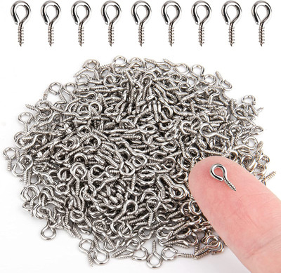 500PCS 4 X 8Mm Small Screw Eye Pins for Jewelry Making, Mini Eyelets Threaded Cl