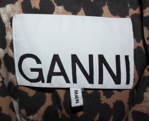 Giacca tela misto cotone stampa leopardata Ganni nuova con etichetta $395 - Foto 17 di 18