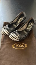 TOD S Ballerinas Gr. 39 5 Schwarz mit Gefloch...