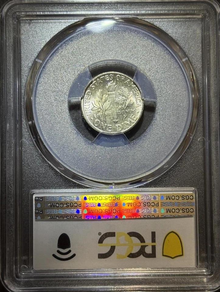 1964 D ROOSEVELT DIME SILVER COIN MINT STATE PCGS MS 66+FB FULL BANDS - Image 2 of 2