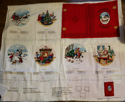 Vintage Cranston Christmas Memories Album Fabric Panel 6 Page Book Holiday