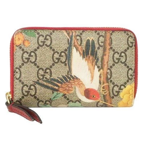 Gucci 42489 Gg Supreme Tian porte monnaie portefeuille fabriqué en Italie beige rouge V13