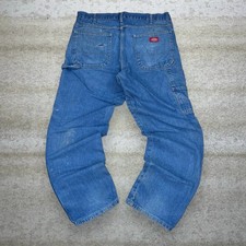 Vintage 90s Dickies Carpenter Jeans 34x30 Relaxed Fit Medium Wash Work Wear