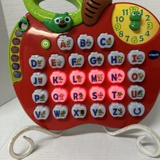 VTECH ALPHABET APPLE Preschool Learning Toy #1390 ABCs Phonics LIGHTS & MUSIC