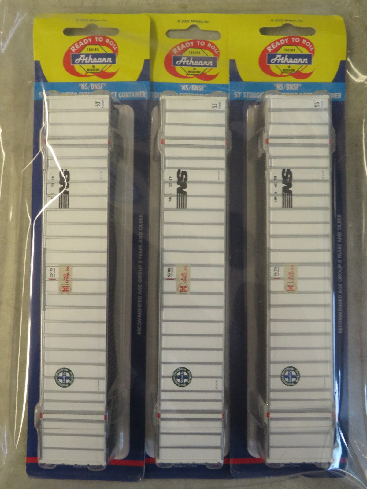 2002 Athearn HO Scale Trains 02683 NS/BNSF 53' Stoughton Container Lot of 3 MOC