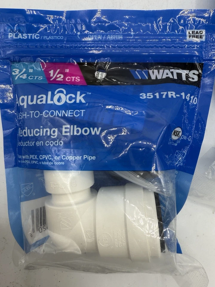 WATTS Aqualock Push-To-Connect Reducing Elbow 1/2” Lot Of 4 3517R-1410 - Image 3 of 3