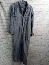 Vintage Big Mac Coveralls Mens 44R Blue Herringbone Stripe Denim Workwear 60s