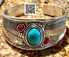 Native American-Style Cuff Fashion* Bracelet Unisex Vintage-Style Silver LARGE