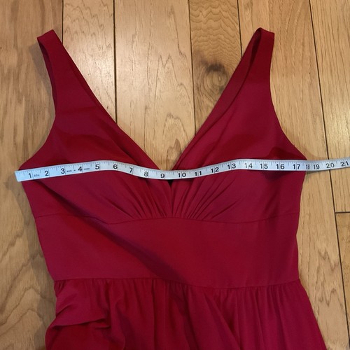 Celebrate A-Line Red Plunge V-Neck Chiffon Prom Bridesmaid or Formal Dress Sz 10 - Picture 11 of 12