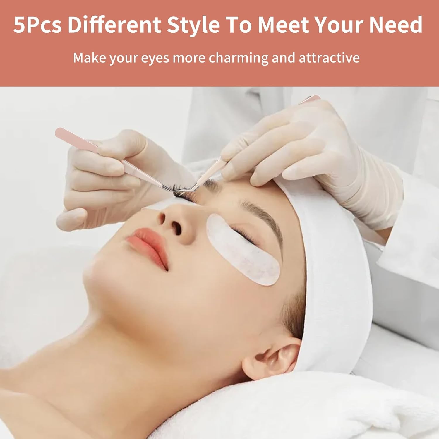 5 Pcs Lash Extension Tweezers, Lash Tweezers for Eyelash Extension, Straight and