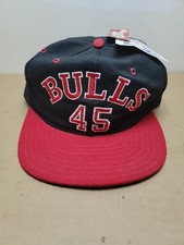 Vintage 90s AJD Chicago Bulls Michael Jordan 45 Snapback Hat Men One Size Black
