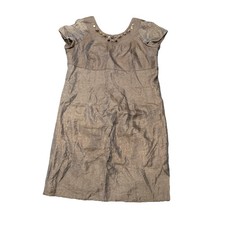 Womens Boatneck Cocktail Sheath Dress 18W Metallic Taupe Jessica Howard Beaded