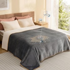 Waterproof Pet Dog Blanket for Bed, Reversible Sherpa Fleece Queen Size, 90"x86"