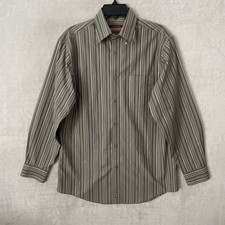 Nordstrom Mens Button Shirt Gray Stripe Small Cotton Long Sleeve Collar Pocket