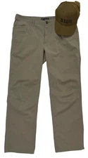 5.11 Tactical Mens Cargo Pants 36x32 Khaki Outdoor Hiking Stretch Gorpcore w/Hat