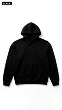 BLACK Pullover Hoodie - Plain Fleece Hooded Sweatshirt Unisex Warm Winter