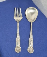 WA Silverplate Italy William Adams Towle Morning Glory Serving Fork & Spoon
