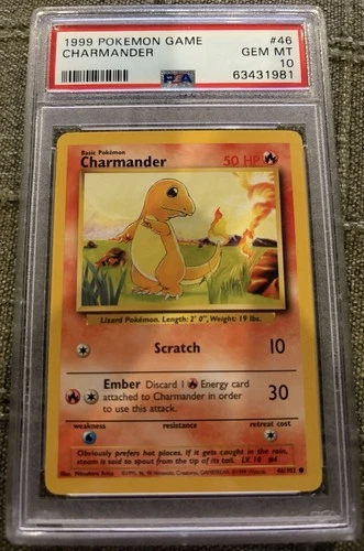 1999 Pokemon Base Set Unlimited #46 Charmander PSA 10 Gem Mint