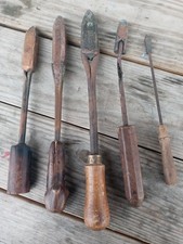 Antique Hand Forged Copper Head Wood Handled Clenbro Soldering Iron And 4 Others