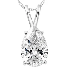 Certified G/VS 2Ct Pear Shape Lab Grown Diamond Pendant 14k White Gold Necklace