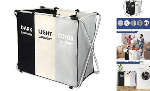180L Large Laundry Basket, Freestanding Laundry Hamper, Collapsible Tall