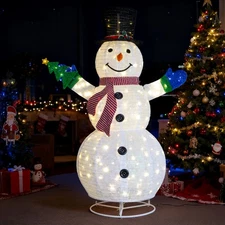 5.7FT Christmas Snowman Holding Small Tree with Light for Holiday Party Decor