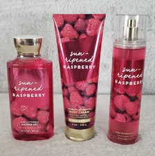 BATH & BODY WORKS SUN-RIPENED  RASPBERRY SET OF 3
