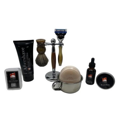 G.B.S Men s Complete Shaving Set, Brush Razor Holder, Beard Oil Balm,... 