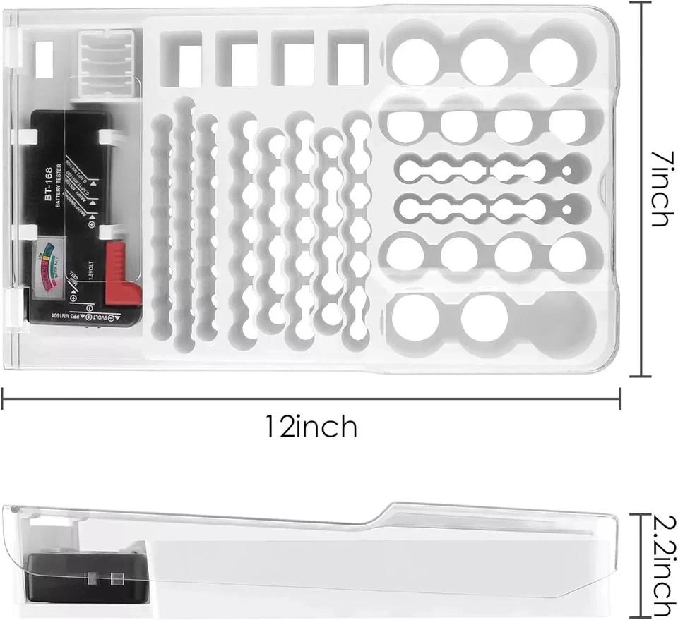 Battery Organiser Storage Case Box Holder with Tester AA AAA CD 9V System Home - Image 3 of 4