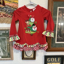 Vintage 90s Rare Editions Dress Girls Size 6 Christmas Tree Holiday Multicolor