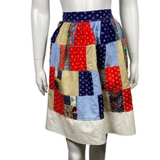 Vintage Handmade Patchwork Half Apron With Tie Back Cottagecore Colorful