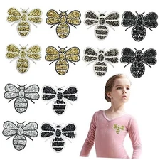 12 Pack Rhinestone Decorative Patches Iron on Clothes Rhinestone Appliques Bee