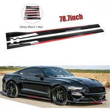 Glossy Black Look 78.7 Side Skirt Extension Spoiler Splitter For Ford Mustang