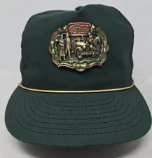 Coca Cola Snapback Hat Braided Cord Snapback Brass Metal 3D Emblem Vintage Coke