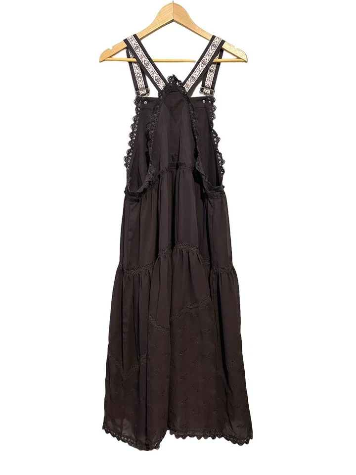 Maxi Vestido Free People Cola Falda Talla L Marrón Boho Mono Hippie Bosque Hada Foto 4 de 4