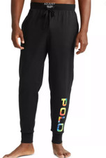 Polo Ralph Lauren Men's Black Rainbow Logo Graphic Knit Sleep Jogger pants L NWT