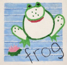 Jean Smith Hand Painted Needlepoint Canvas "Frog" Brand New Vivid Colors