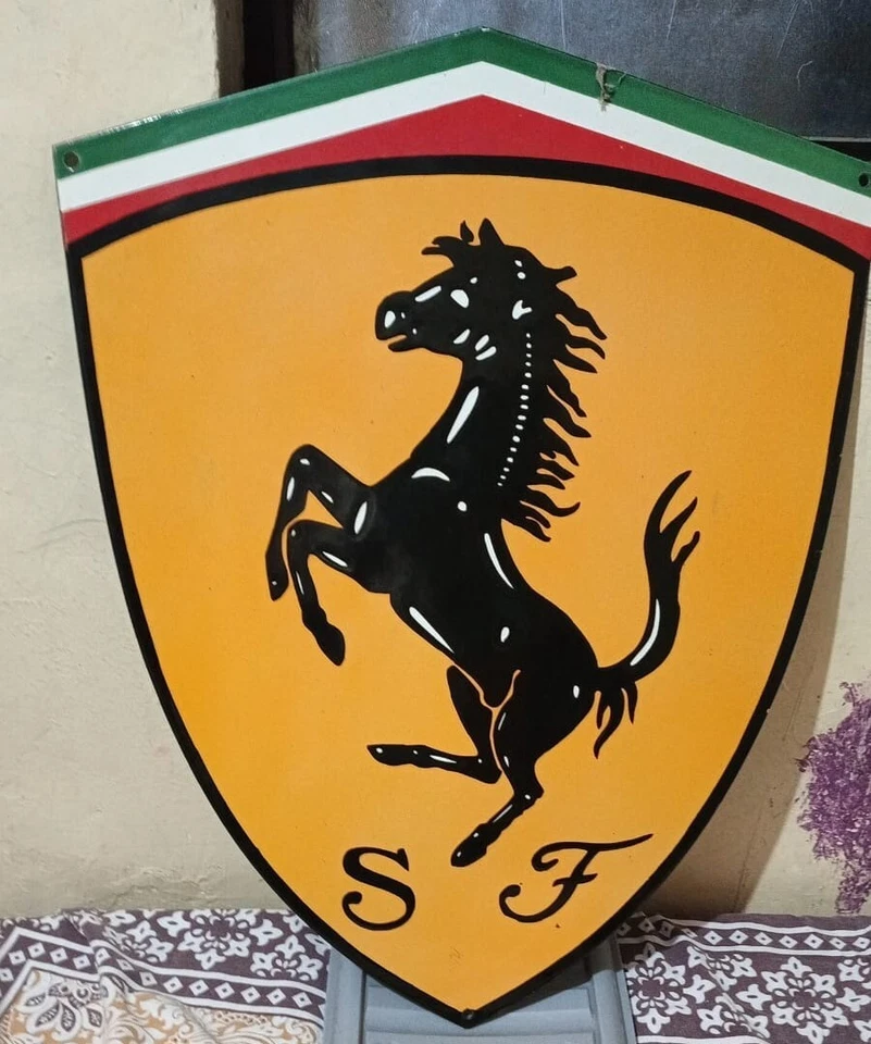 Ferrari Logo Rare Porcelain Enamal Heavy Metal 28x22 inches Single Side - Image 2 of 4