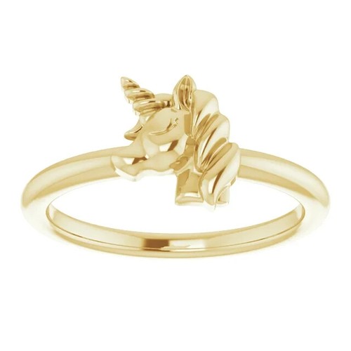 14K Yellow Gold Youth Unicorn Ring - Picture 3 of 5