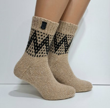 Natural sheep wool socks Handmade women socks Hand knitted socks Size 7 - 9