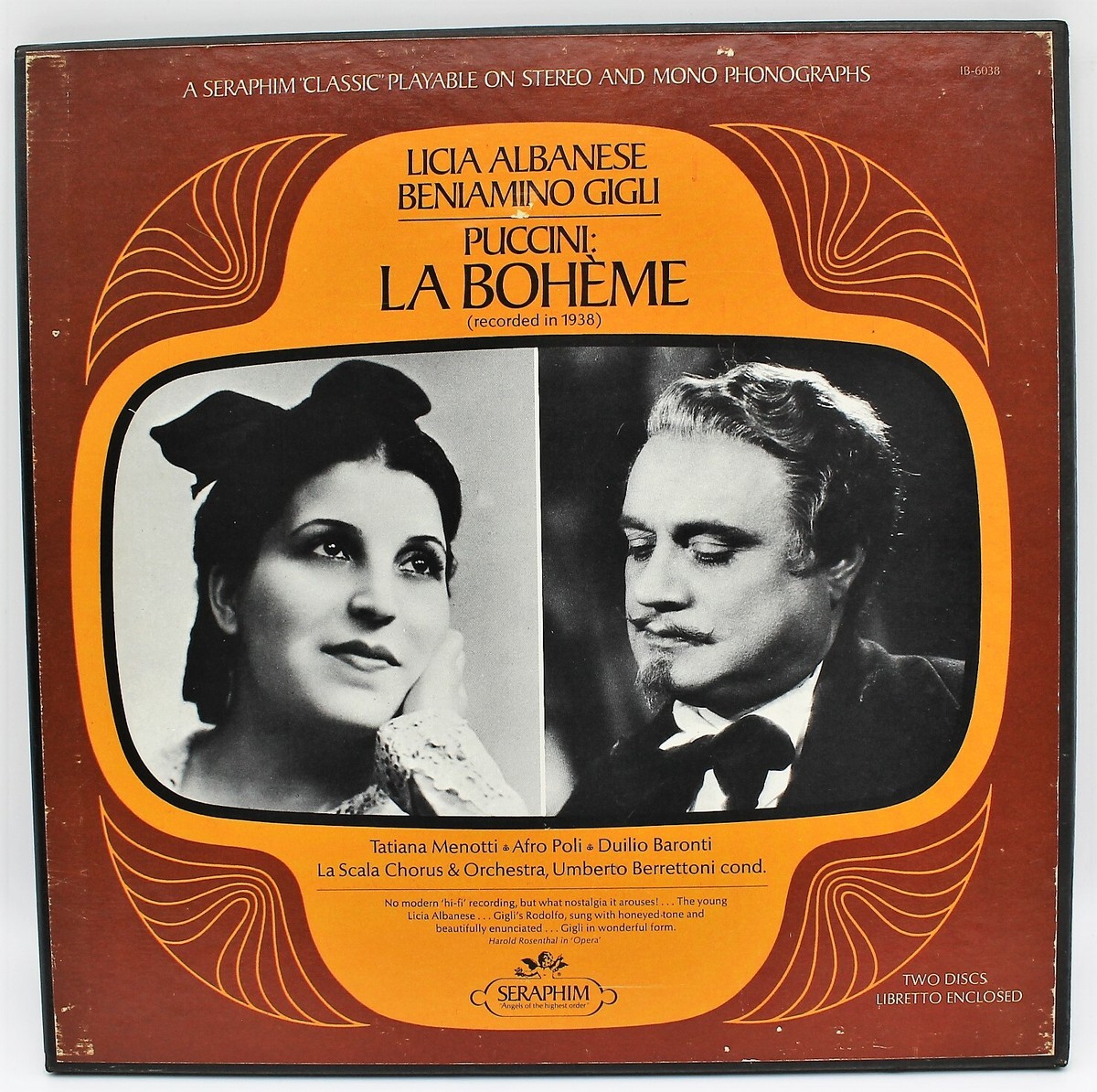 EX LP] Puccini: La Bohème Opera Classical] Seraphim 1B-6038