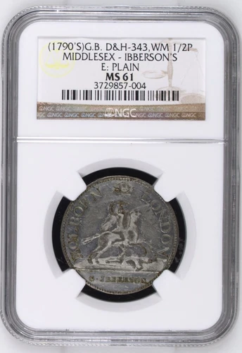 GREAT BRITAIN Middlesex c1790 Ibberson's Halfpenny Conder Token D&H-343 NGC MS61